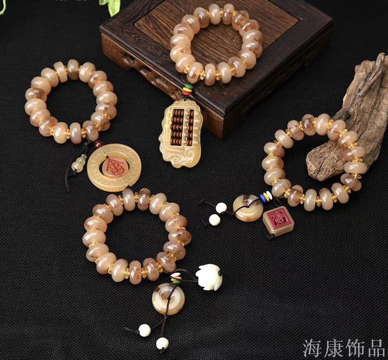 仿牛角树脂挂坠手链男士手链女士手链直播爆款礼品