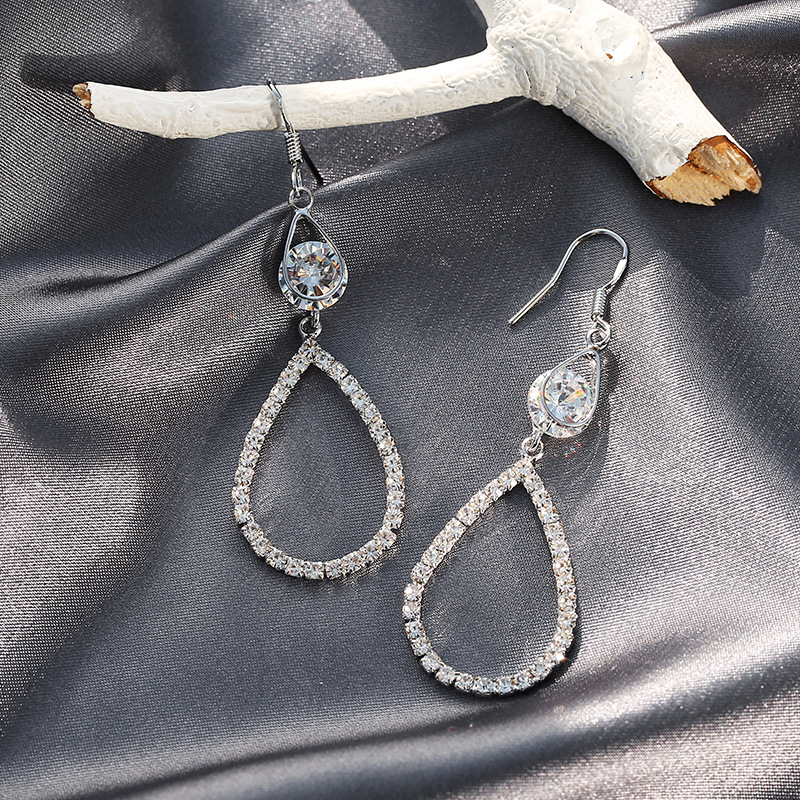 S925银针长款水滴耳坠气质新品潮时尚耳环圈圈百搭ins网红耳饰品
