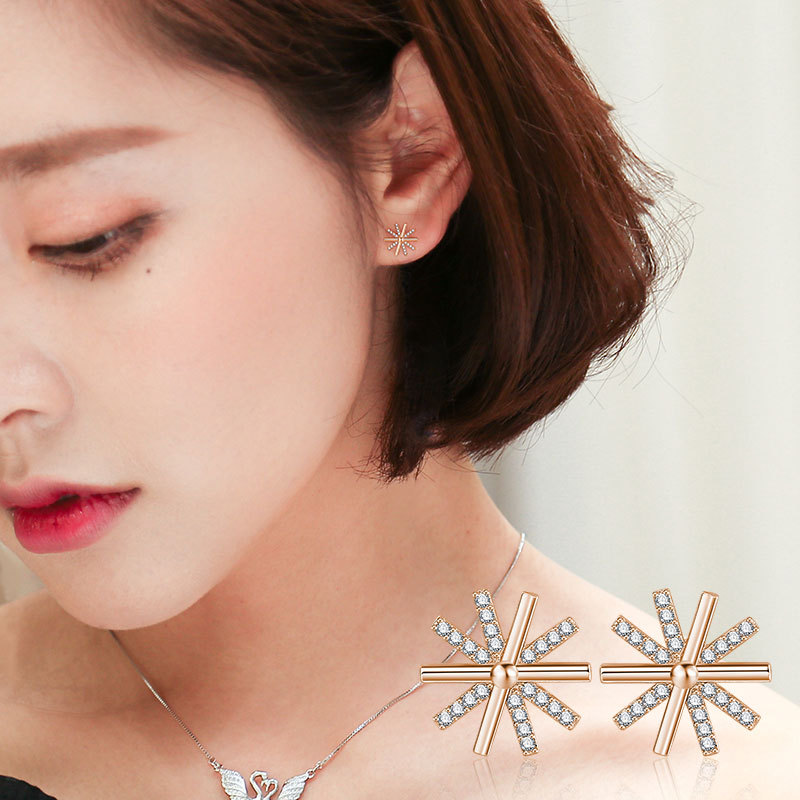 太阳花耳钉蜡镶精致小巧耳环气质百搭时尚大方简约短款日韩版耳饰