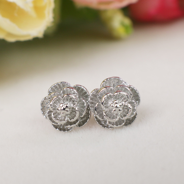 厂家直销耳饰饰品 韩版玫瑰花造型耳环耳钉全面电镀防过敏耳钉