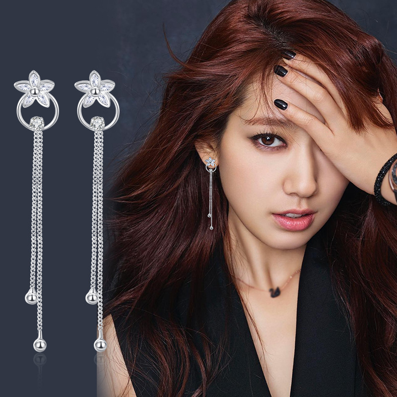 耳环韩国气质长款吊坠女百搭个性耳钉网红流苏防过敏厂家批发直销