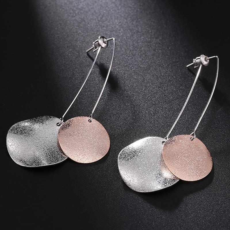 网红百搭磨砂质感圆片耳环女韩国简约后挂式耳坠厂家批发直销