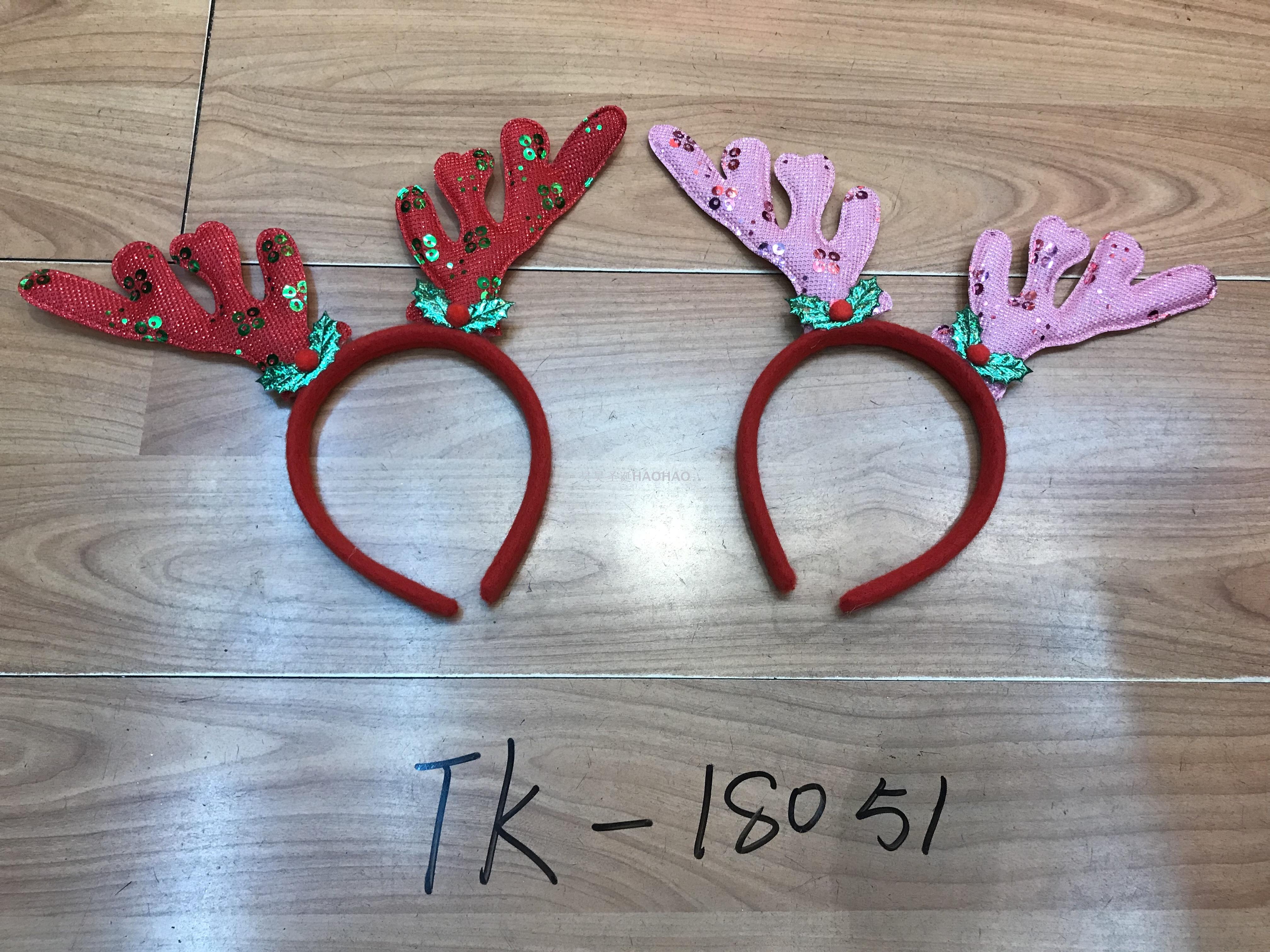 圣诞头扣带铃铛鹿角头扣成人儿童头扣派对用品圣诞厂家直销