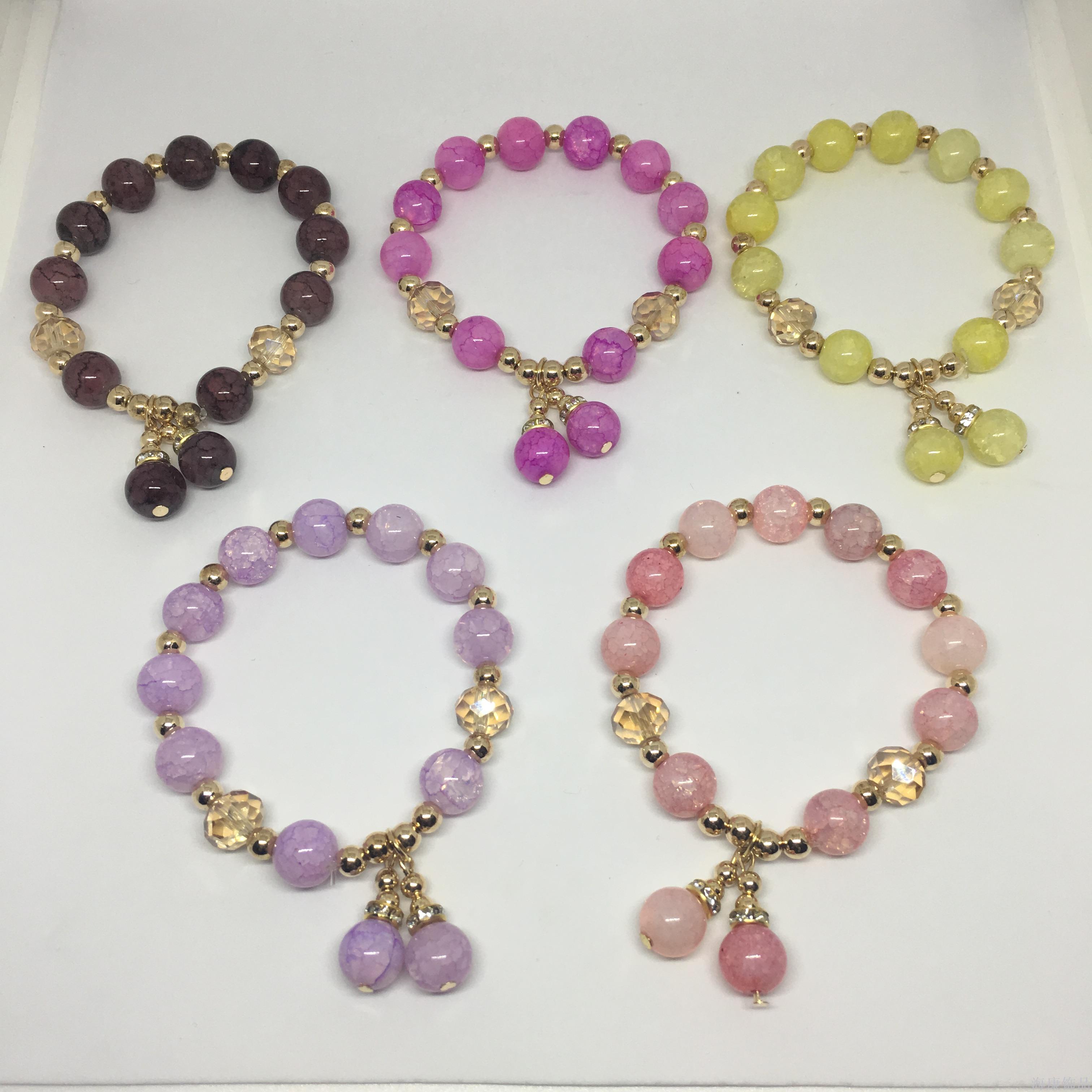 新款夏季流行手链女士手链玻璃手链碎花珠