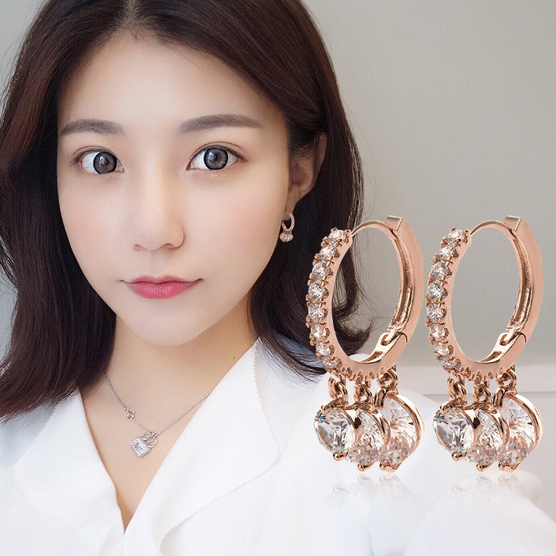 925银时尚圈圈耳扣韩国饰品锆石女款简约耳环厂家批发爆款耳环