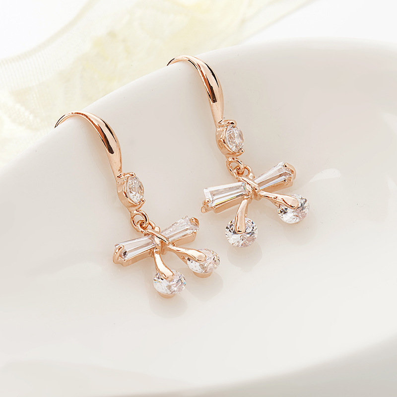 韩国饰品时尚蝴蝶结耳钩耳环简约镀金耳钉大气耳饰厂家批发直销