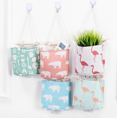 cotton and linen hanging bag fabric wall hanging buggy bag simple storage bag behind the door hanging bag single pocket hanging bag
