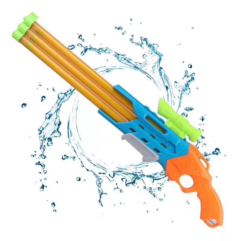 夏季新款抽拉式三管水炮水枪 儿童玩具批发地摊水抽漂流水抽