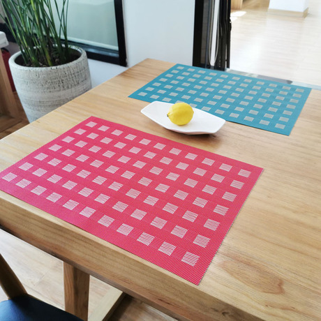Placemat PVC Western Placemat Teslin Heat Insulation Mat Hotel Family Disposable Non-Slip Mat Plaid Placemat Cross-Border Exclusive 
