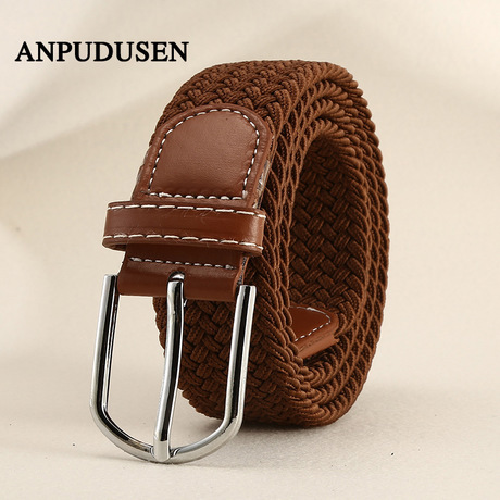 student youth casual pants with korean canvas men‘s and women‘s woven belt no need to punch elastic elastic belt