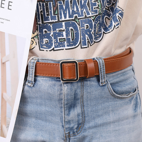 casual versatile women‘s square buckle belt simple fashion factory direct creative fine lines women‘s thin belt