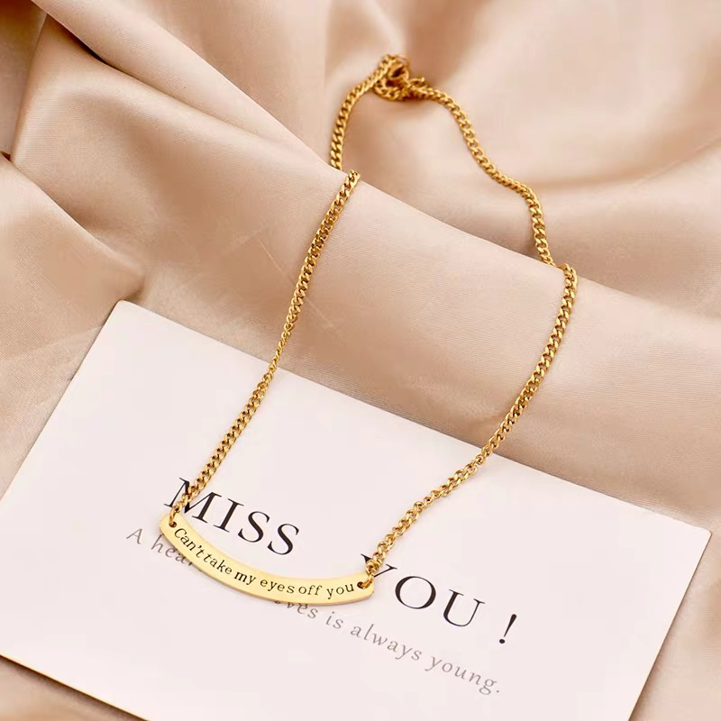 钛钢韩微笑英文字母锁骨链项链女小众设计感网红蹦迪颈链轻奢小众