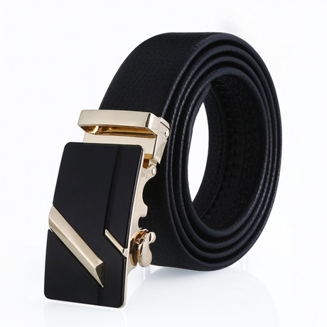Business Genuine Leather Pants Belt Anpudusen Men‘s 4cm Automatic Buckle Belt Push Hot Sale Wholesale 
