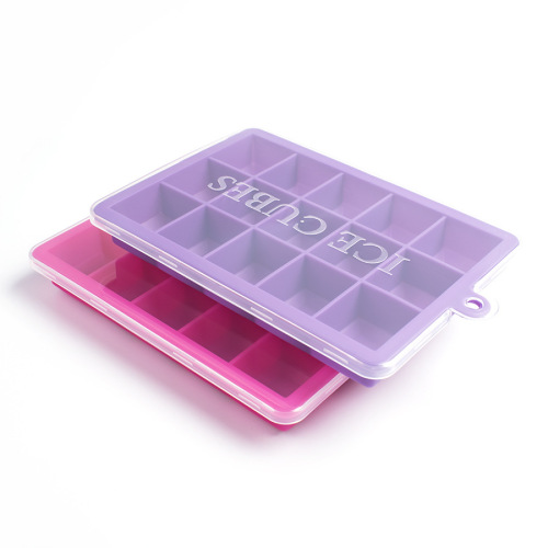 food supplement box with silicone cover ice tray ice box new 15-grid silicone ice tray refrigerator ice mold wholesale