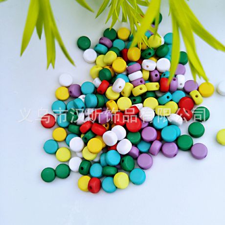 厂家供应批发环保亚克力4*7MM字母珠9070#空白实色彩散珠DIY饰
