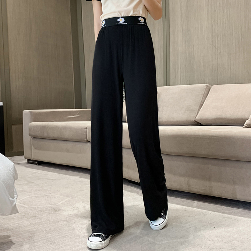 夏抖音爆款女士小雏菊抖抖裤拖地裤长裤女坠感高腰宽松直筒阔腿裤