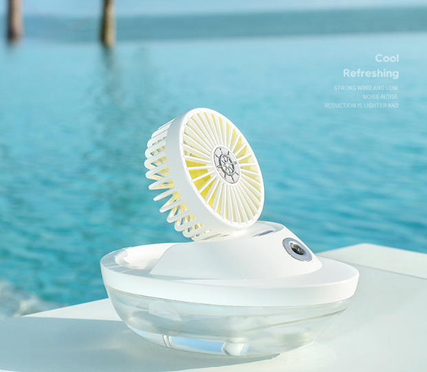 新款海洋之风喷雾风扇 USB迷你充电加湿风扇 小夜灯迷你喷雾风扇