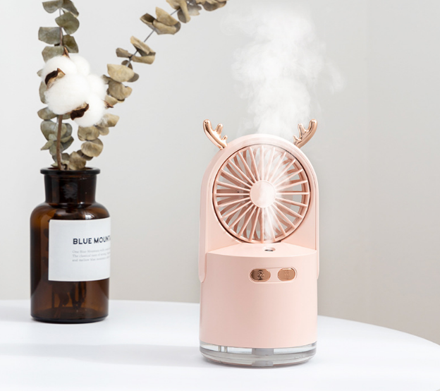 新款夏日Y2加湿风扇 多功能喷雾 USB小鹿手持风扇 迷你萌宠加湿器