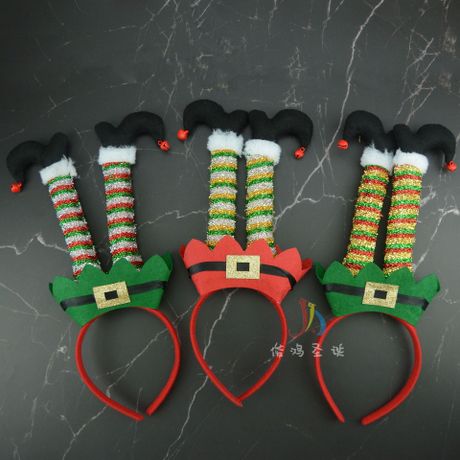 圣诞节头箍儿童粗毛布头箍派对装扮用品可爱双脚头扣圣诞装饰