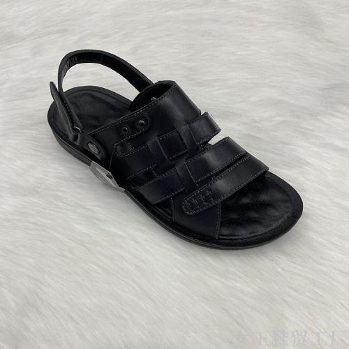 Queen Shoe Trade 2023 Fashion Leather Custom Massage Sole Men‘s Beach Sandals