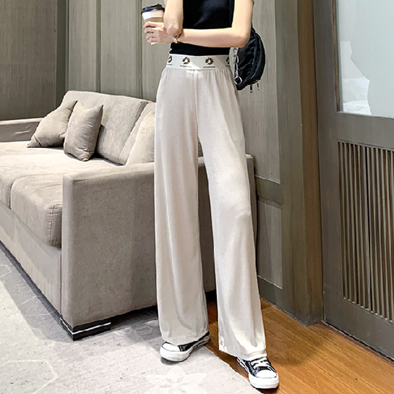 女夏季薄款抖音小雏菊抖抖裤阔腿裤长裤女坠感高腰宽松直筒拖地裤