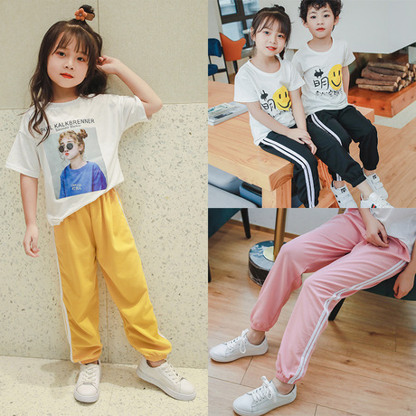 Summer Children‘s Anti-Mosquito Pants Boys and Girls Sports Pants Children‘s Casual Pants Parallel Bars Pants Baby Pajama Pants Mid-Waist Leggings