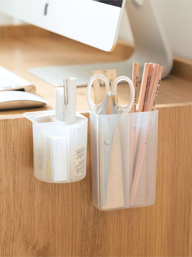 Paste Hanging Small Pen Holder Plastic Desk Storage Container Creative Student Minimalist Desktop Storage Box 