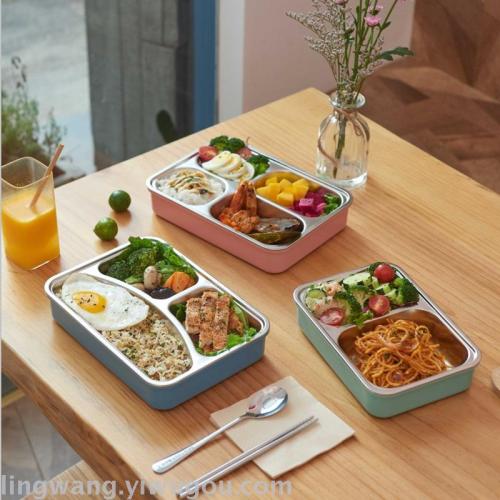 304 large stainless steel lunch box four-compartment student canteen lunch box office worker lunch box compartment lunch box