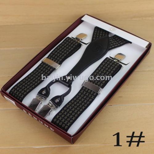 clockwise men‘s four clips y-shaped adult four clips adjustable suspenders wholesale customized