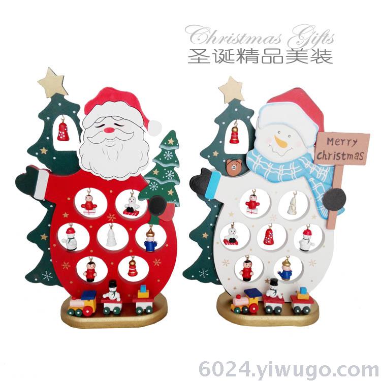 厂家直销圣诞系列木质老人雪人桌面装饰摆件
