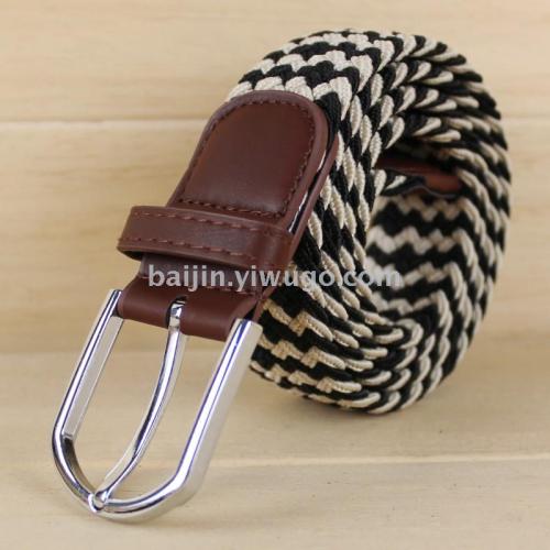 Comfortable Elastic Woven Belt Golf Fashion Brand Popular Elastic Belt Knitted Belt Golden Royal Apple