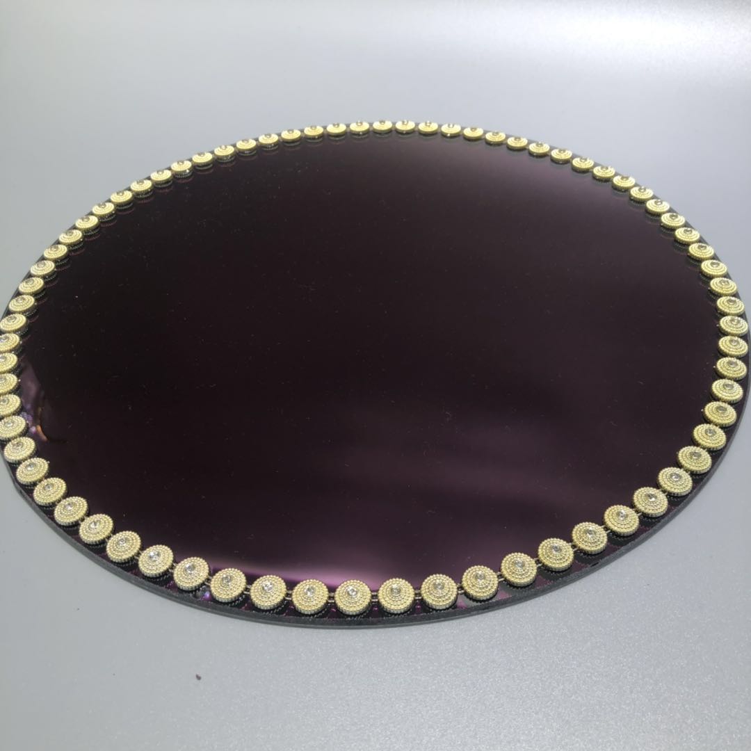 厂家热销批发秋叶纹电镀玻璃餐盘 水果盘 牛排垫盘