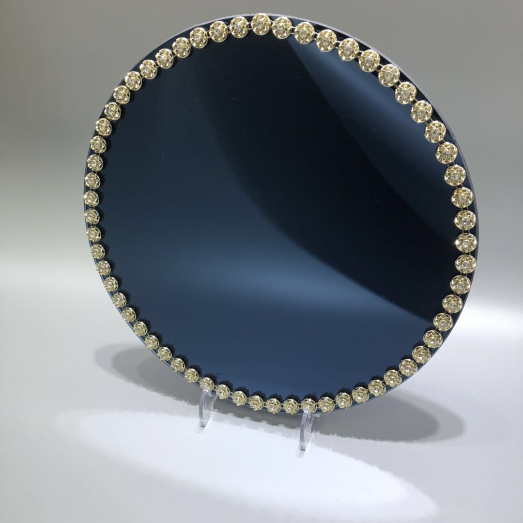 厂家热销批发秋叶纹电镀玻璃餐盘 水果盘 牛排垫盘