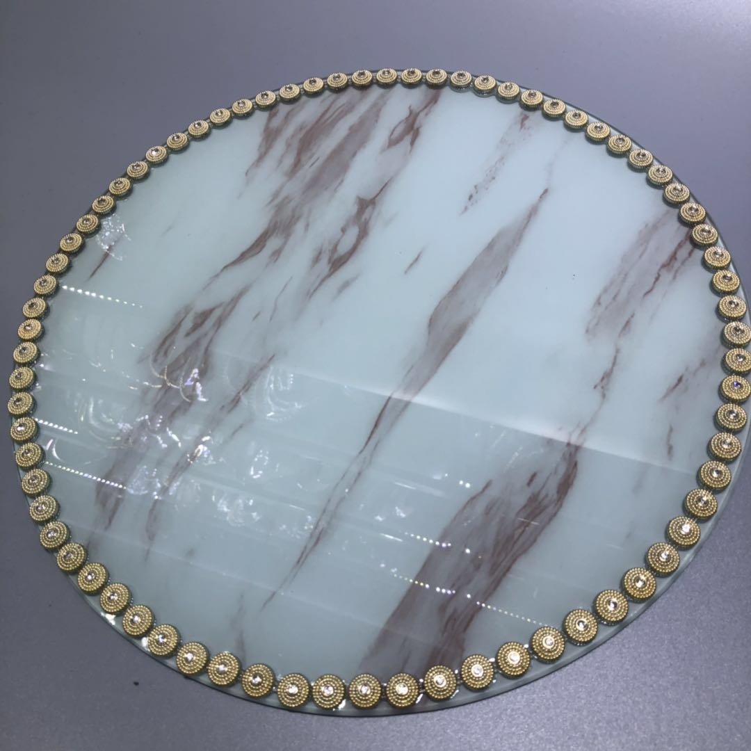 盘子 玻璃盘子西餐盘电镀花边花纹时尚餐桌用品 可定制