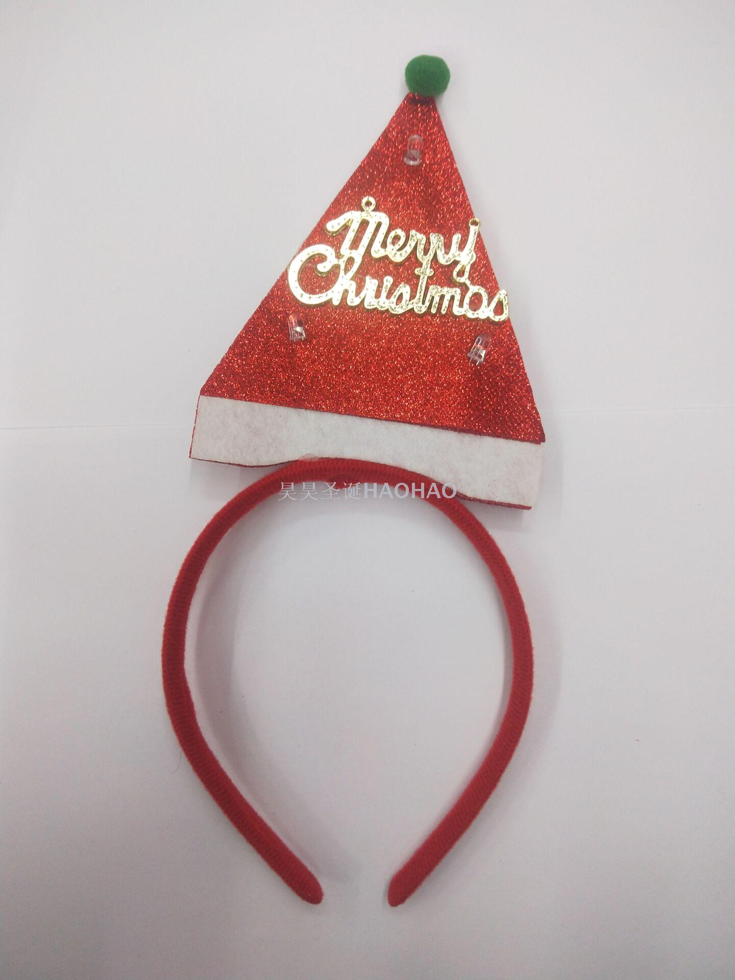 新款圣诞无纺布头扣儿童圣诞礼物节日用品纸质新派对创意头扣批发