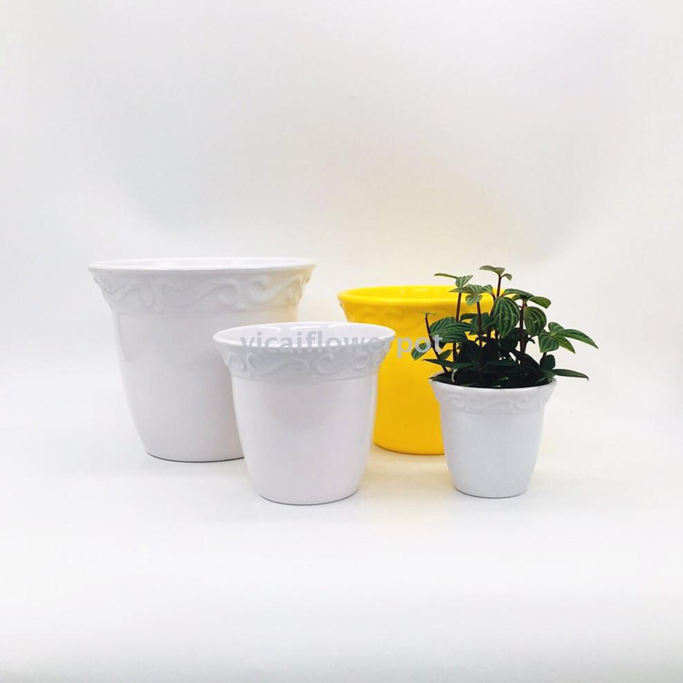 塑料花盆Y41S边圆形密胺花盆 塑料花盆 仿陶瓷花盆