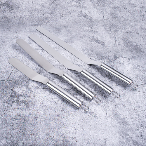 factory direct sales cream scraper stainless steel curved spatula straight spatula kiss knife cake spatula baking utensils