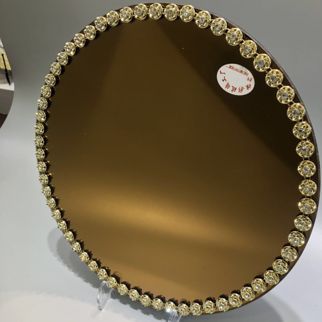 厂家热销批发秋叶纹电镀玻璃餐盘 水果盘 牛排垫盘