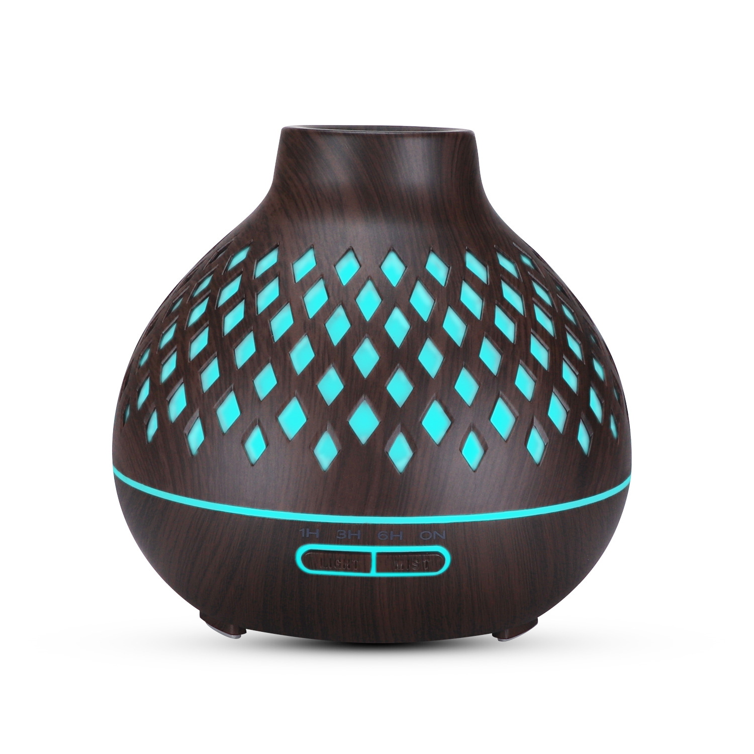 新款木纹香薰机 地雷木纹加湿器 可遥控 超声波七彩灯光加湿器