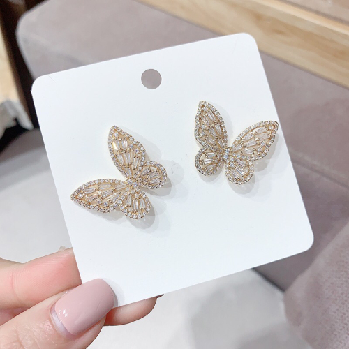s925 silver needle korean simple short earrings female personality butterfly network hot earrings earrings
