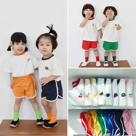 qiqiang fruit suit summer t-shirt two-piece children‘s short sleeve suit factory direct sales