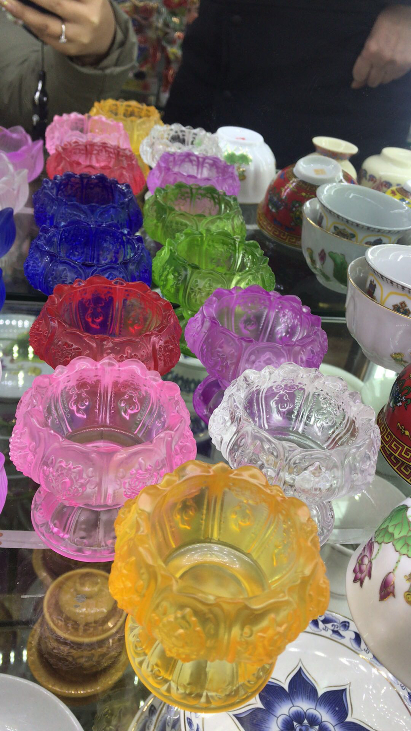 佛前供灯琉璃莲花油灯座