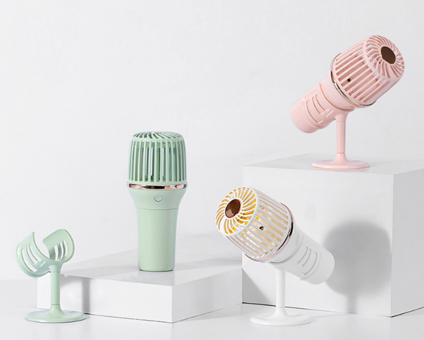 2020新款麦克风喷雾风扇 USB手持话筒喷雾风扇 加湿风扇 简约风扇