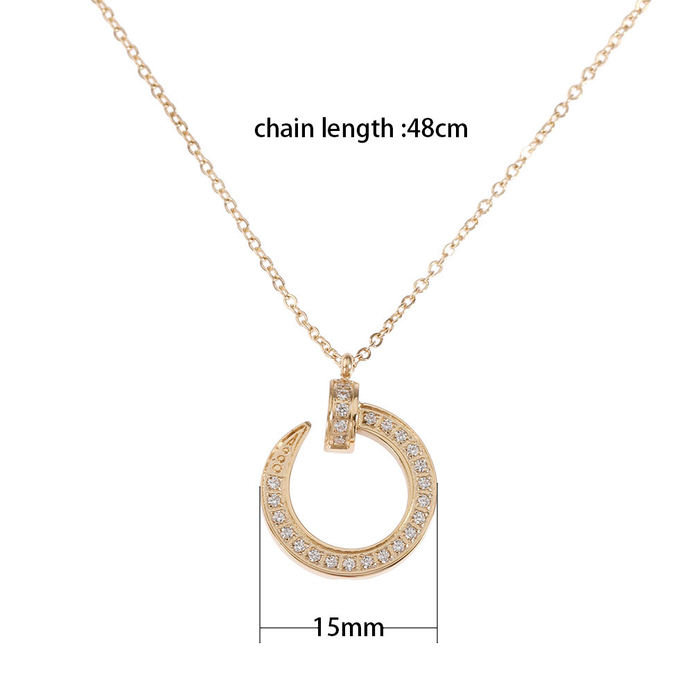 不锈钢C型带钻项链