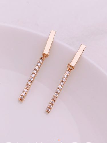 s925 silver needle exquisite full diamond long geometric stud earrings simple all-match small earrings online popular temperament earrings for women