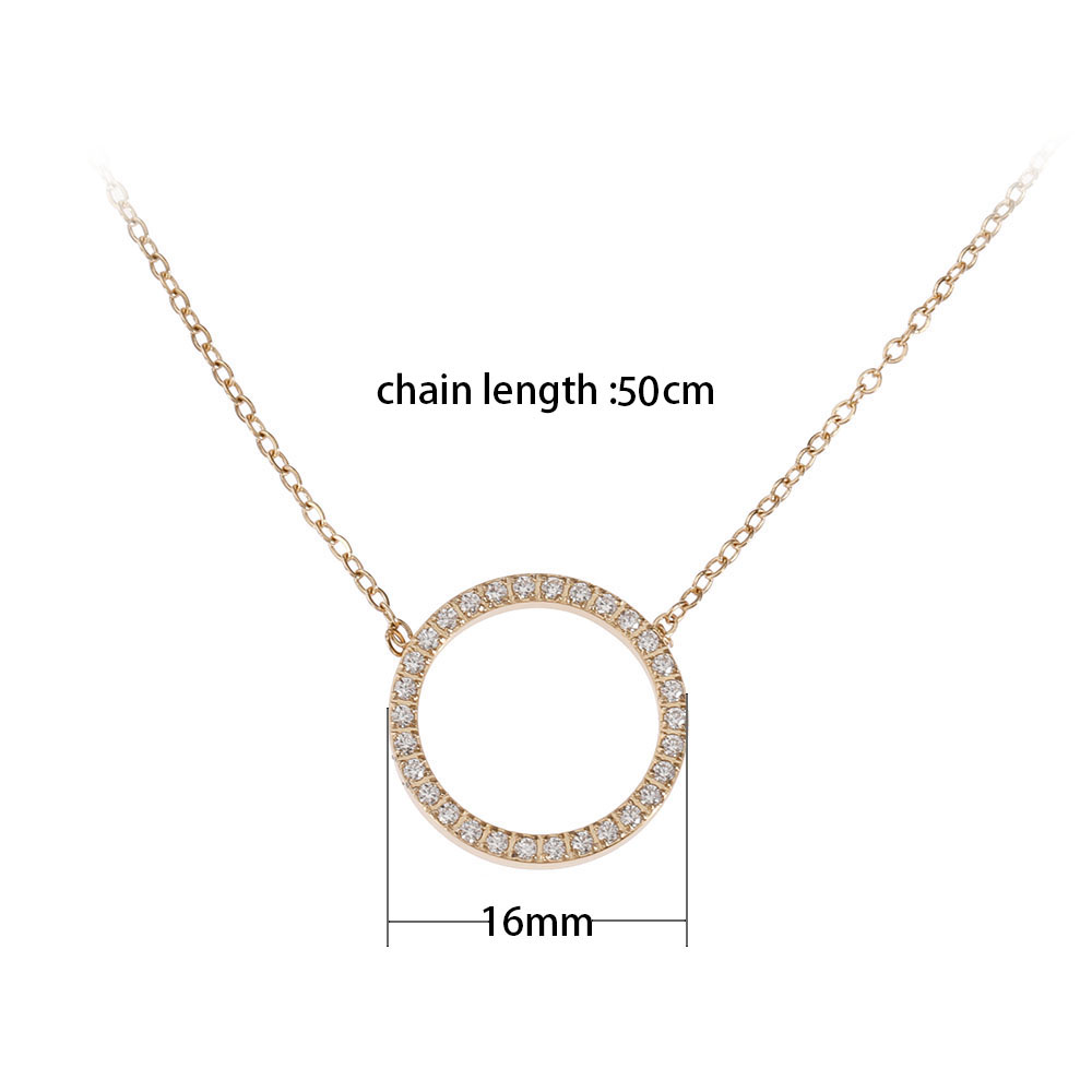 不锈钢大圆圈带钻项链