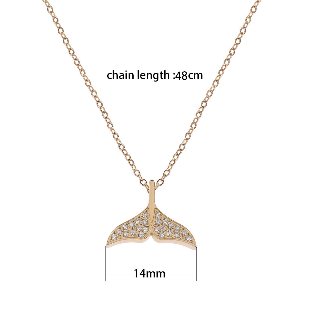 不锈钢美人鱼尾挂坠带钻项链气质小众锁骨链爆款饰品厂家