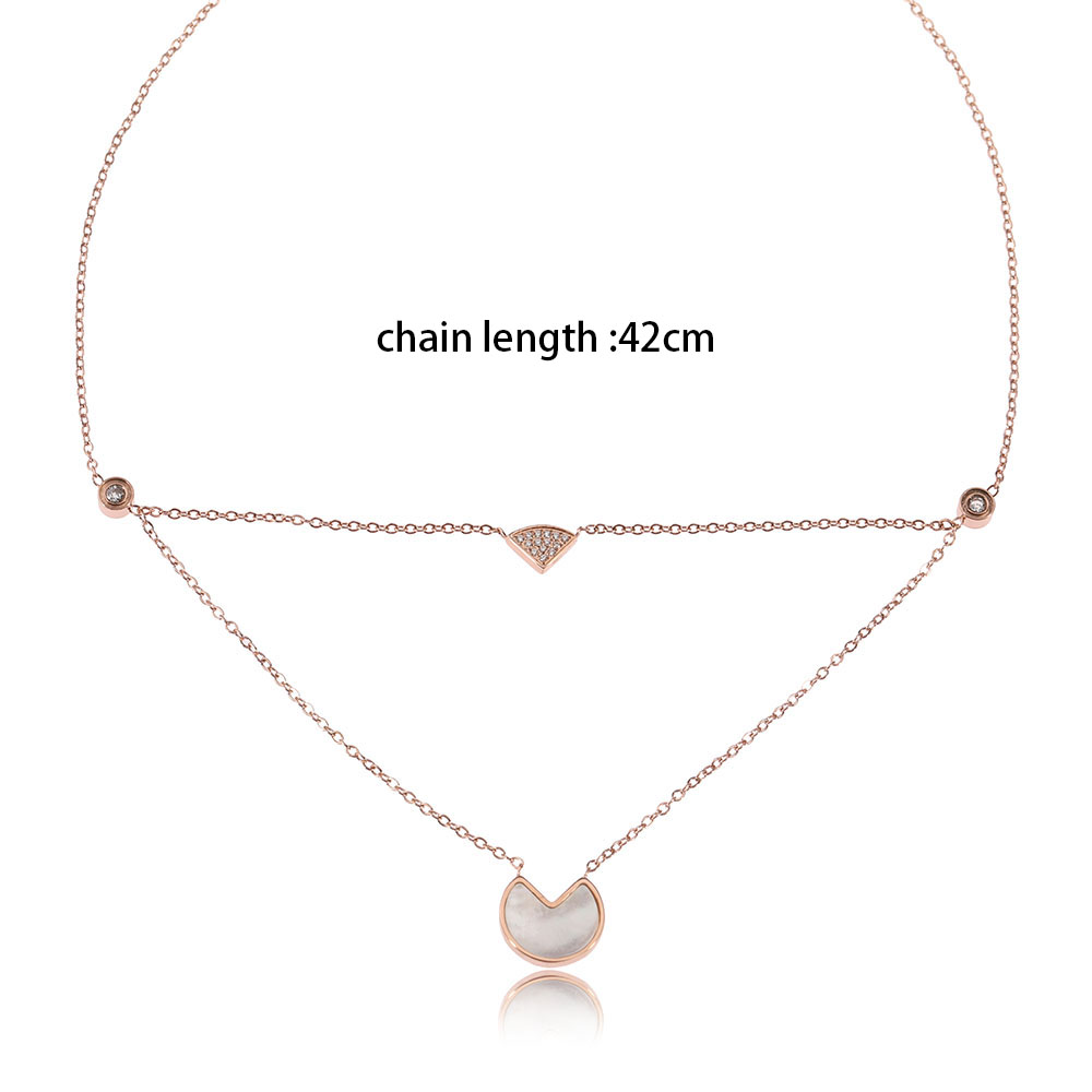 不锈钢扇形带钻项链气质小众锁骨链爆款饰品厂家