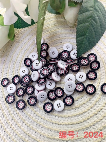 12mm four-eye two-color black edge shirt buttons