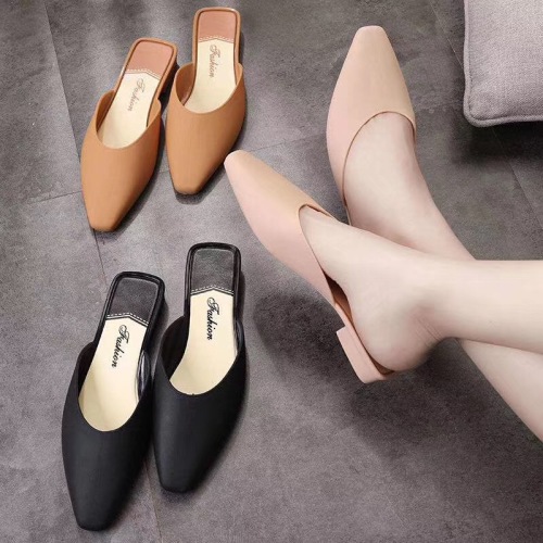 korean style stylish semi-slippers women‘s summer outer wear closed toe internet celebrity chic lazybones‘ shoes all-matching women‘s slippers spring